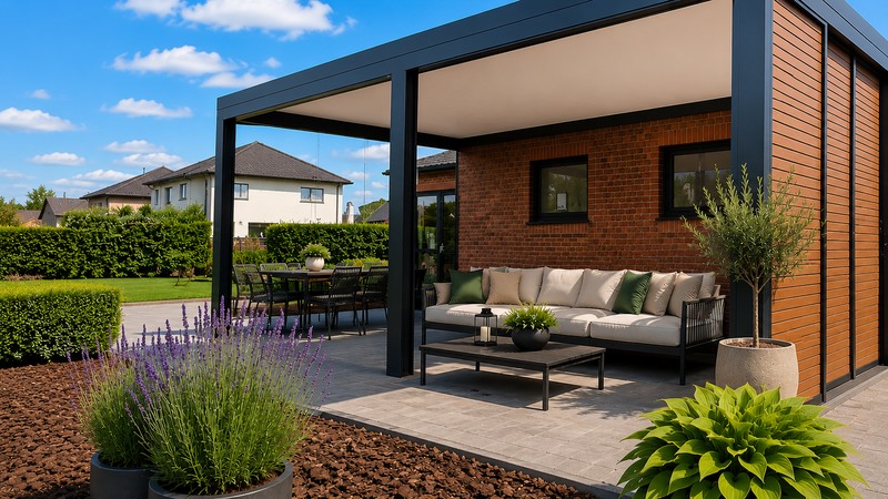 Terrasoverkapping met sandwichpanelen: comfortabel beschut onder een gesloten dak